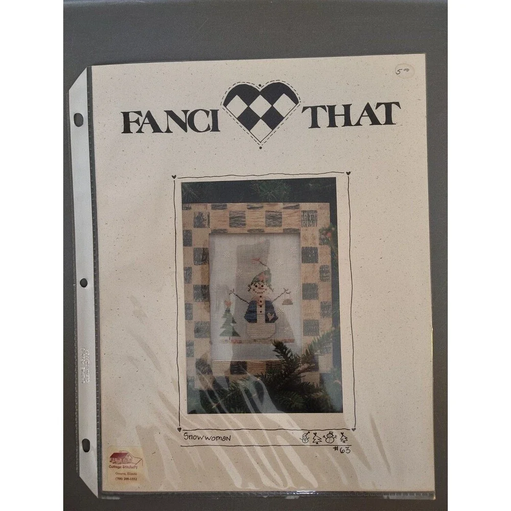 Vintage Fanci That Cross Stitch Pattern Snowwoman 63 Primitive Folk Art 1994